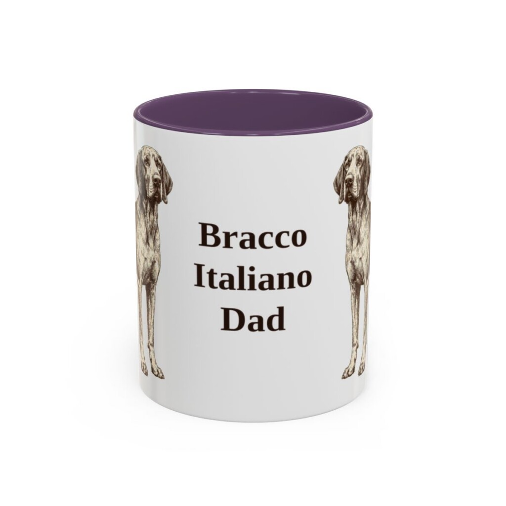 11oz Bracco Italiano Dog Dad Mug, Purple, front view