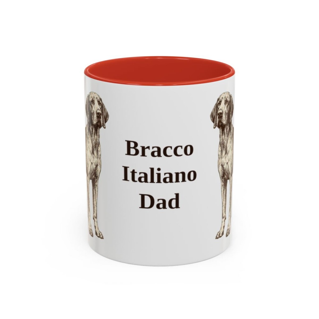11oz Bracco Italiano Dog Dad Mug, Red, front view