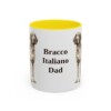 11oz Bracco Italiano Dog Dad Mug, Yellow, front view