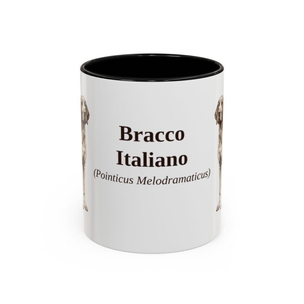 11oz Bracco Italiano Latin Mug, Black, front view