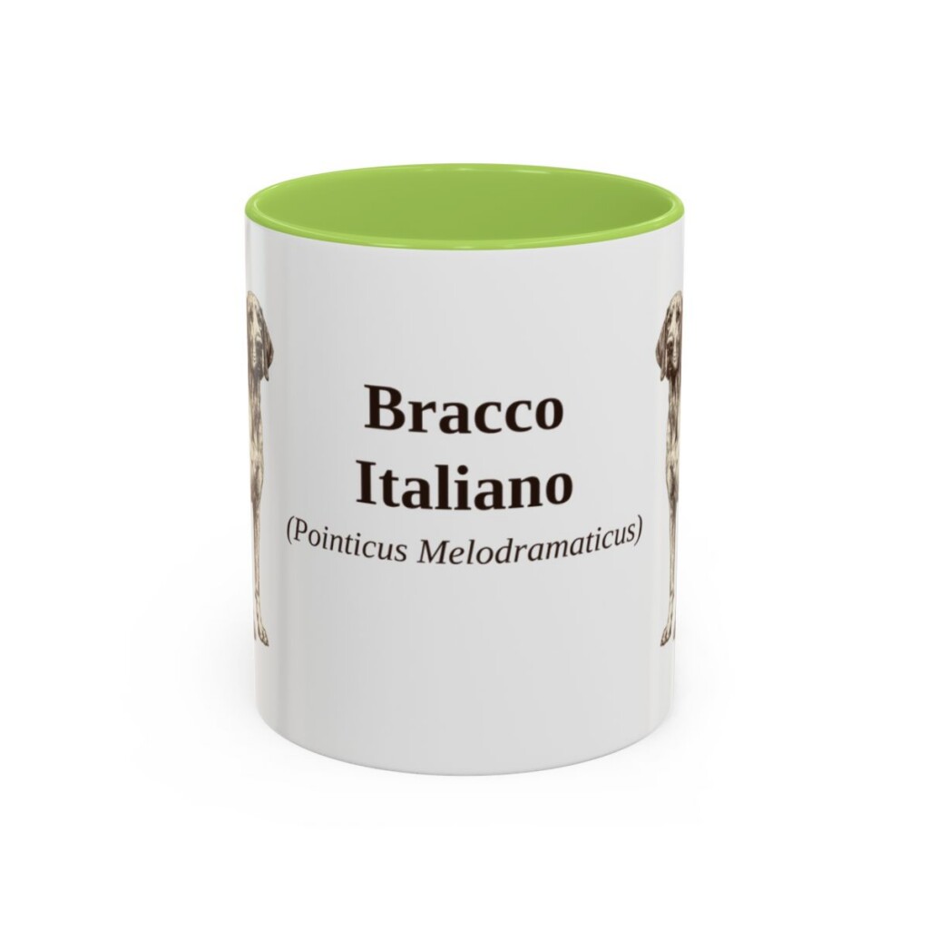 11oz Bracco Italiano Latin Mug, Light Green, front view