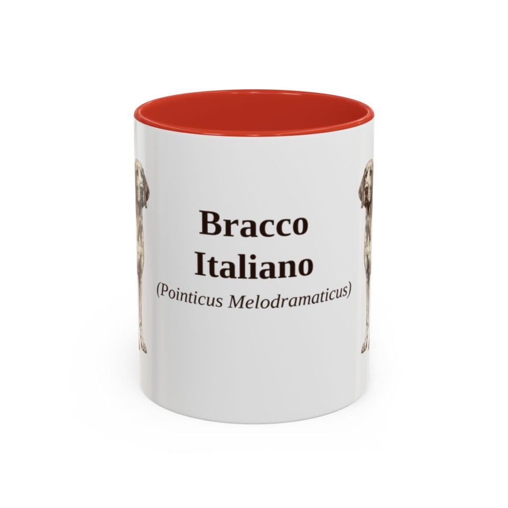 11oz Bracco Italiano Latin Mug, Red, front view