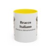 11oz Bracco Italiano Latin Mug, Yellow, front view