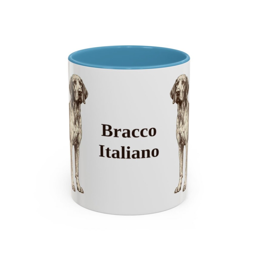 11oz Bracco Italiano Mug, Light Blue, front view