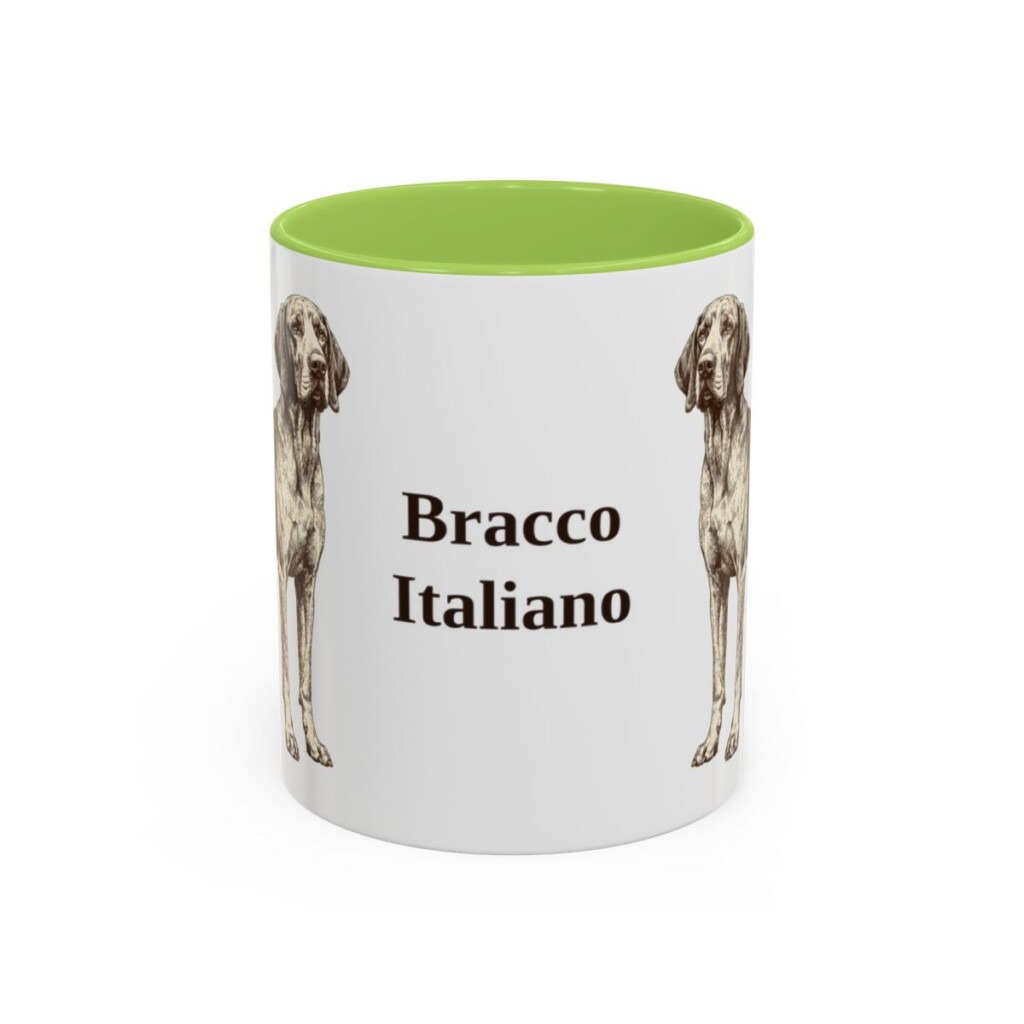 11oz Bracco Italiano Mug, Light Green, front view