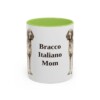 11oz Bracco Italiano Dog Mom Mug, Light Green, front view