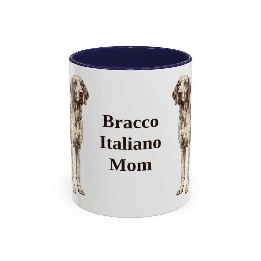 11oz Bracco Italiano Dog Mom Mug, Navy, front view
