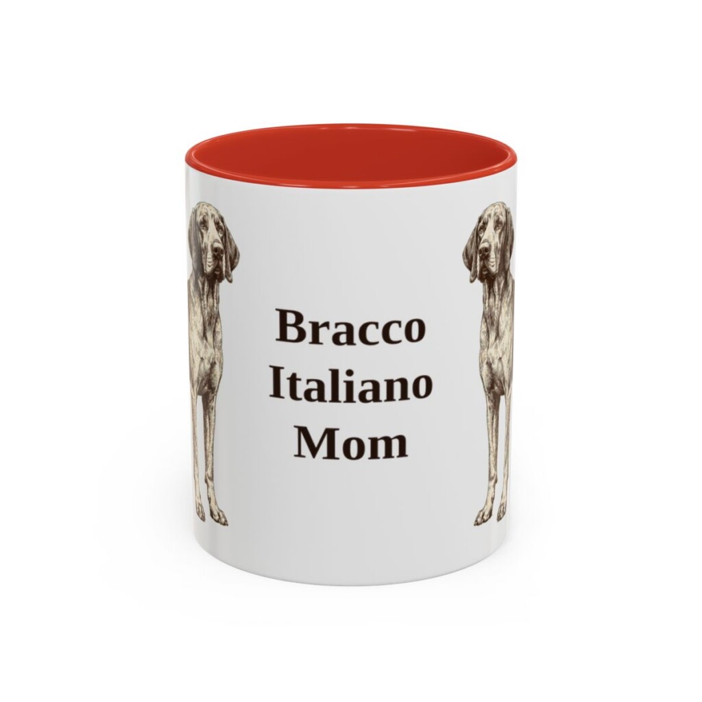 11oz Bracco Italiano Dog Mom Mug, Red, front view