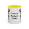 11oz Bracco Italiano Dog Mom Mug, Yellow, front view