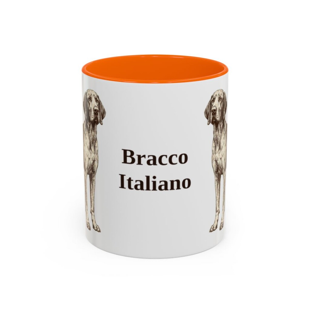 11oz Bracco Italiano Mug, Orange, front view