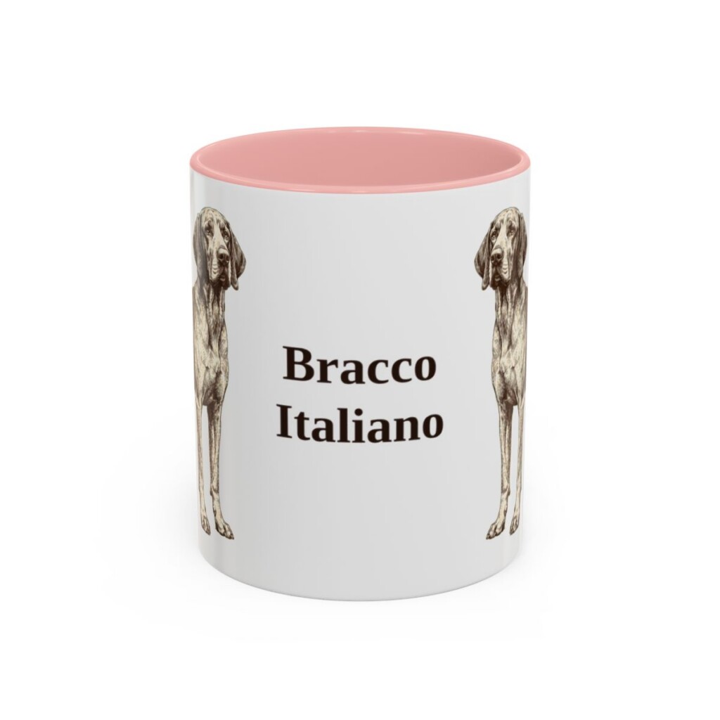 11oz Bracco Italiano Mug, Pink, front view