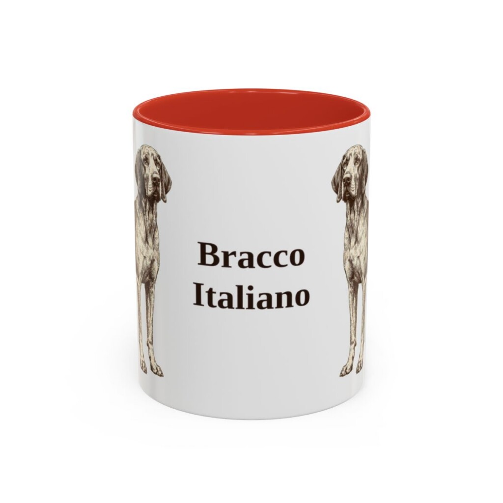 11oz Bracco Italiano Mug, Red, front view