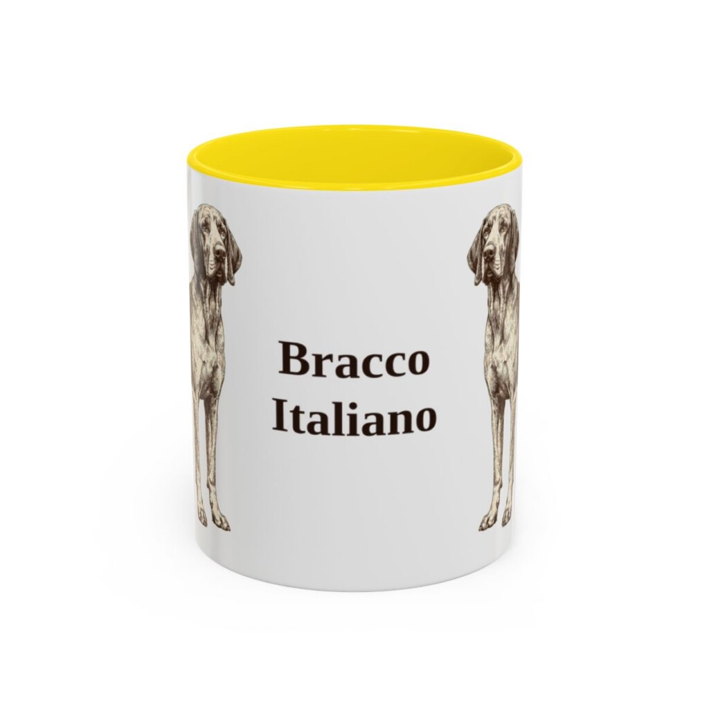 11oz Bracco Italiano Mug, Yellow, front view