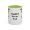 11oz Brazilian Terrier Dog Dad Mug, Light Green, front view