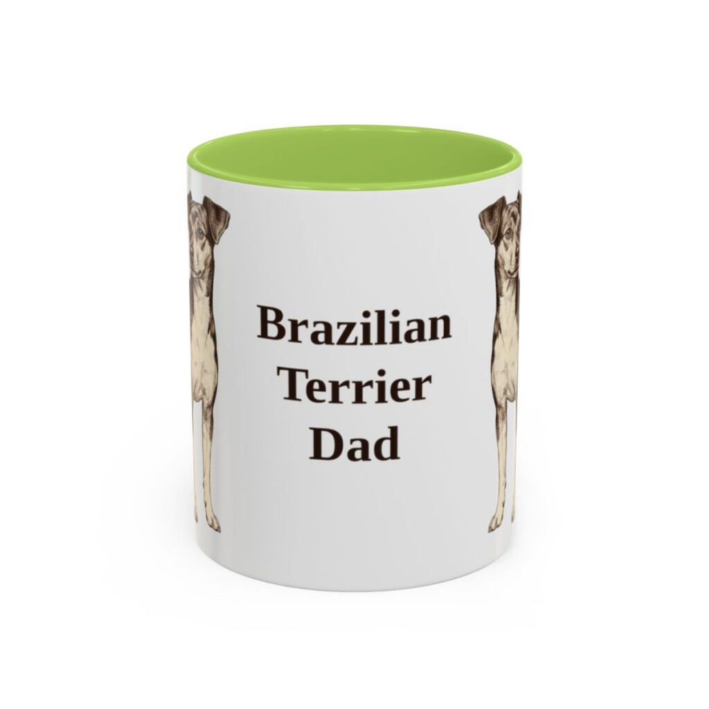 11oz Brazilian Terrier Dog Dad Mug, Light Green, front view