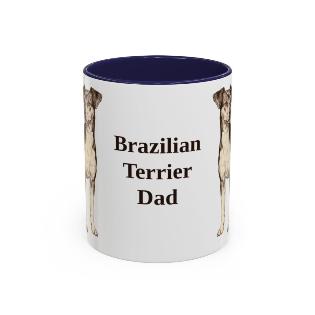 11oz Brazilian Terrier Dog Dad Mug, Navy, front view