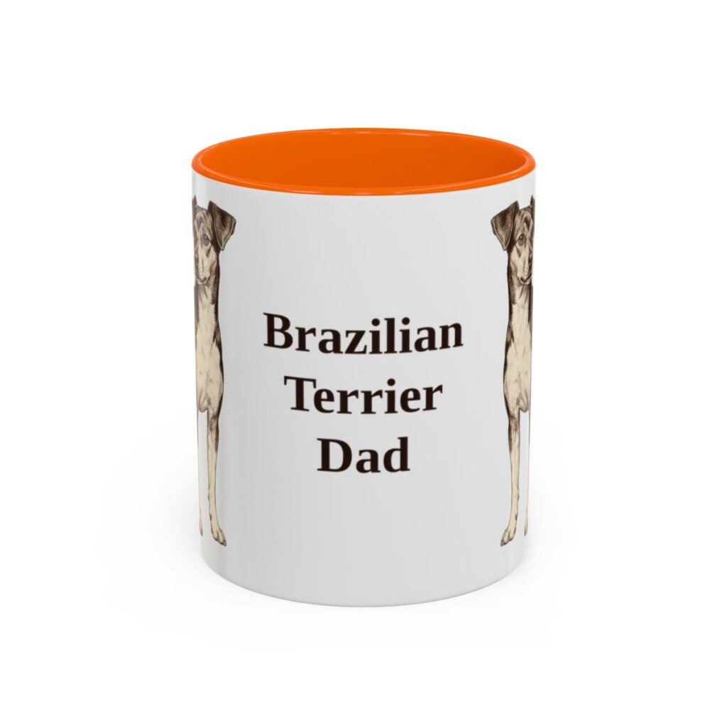 11oz Brazilian Terrier Dog Dad Mug, Orange, front view