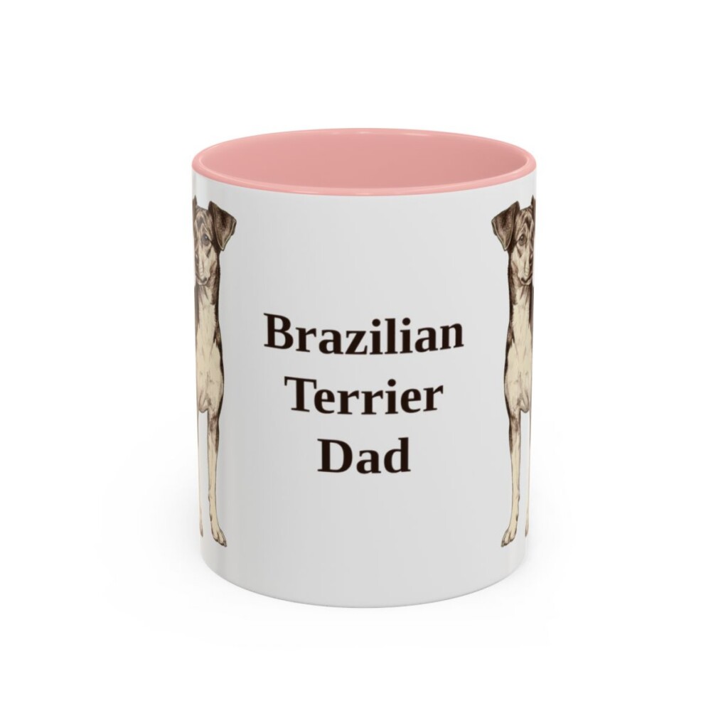 11oz Brazilian Terrier Dog Dad Mug, Pink, front view