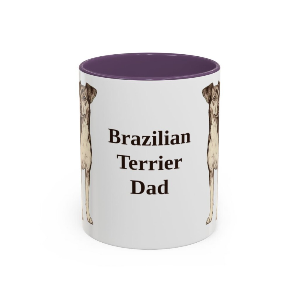 11oz Brazilian Terrier Dog Dad Mug, Purple, front view