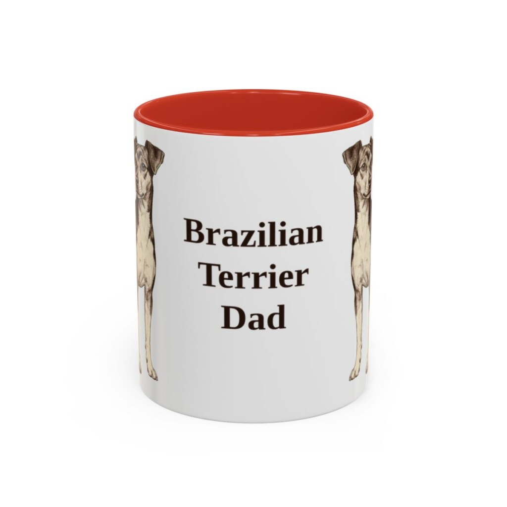 11oz Brazilian Terrier Dog Dad Mug, Red, front view