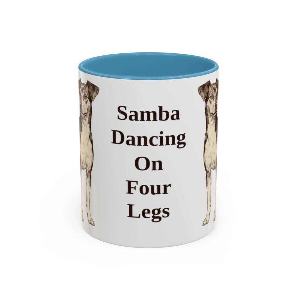 11oz Funny Brazilian Terrier Mug, Light Blue, front view
