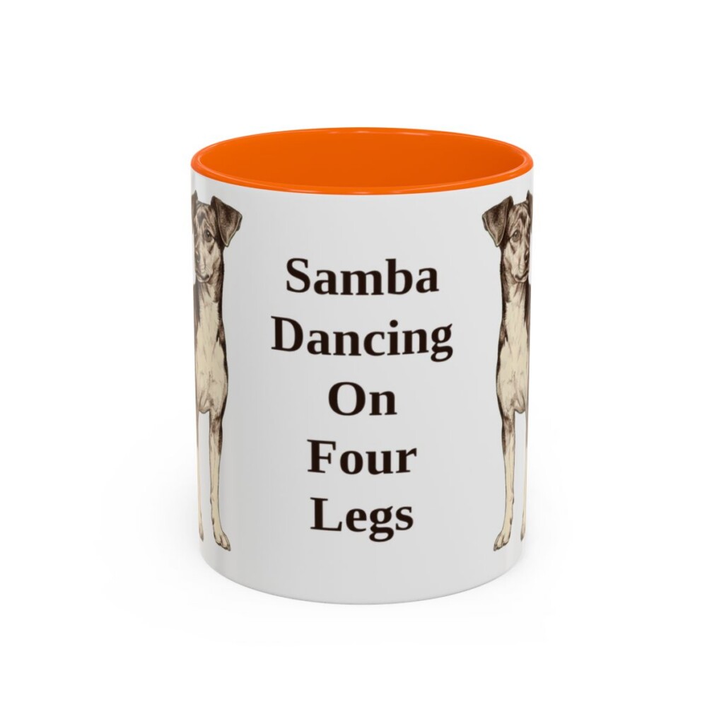 11oz Funny Brazilian Terrier Mug, Orange, front view