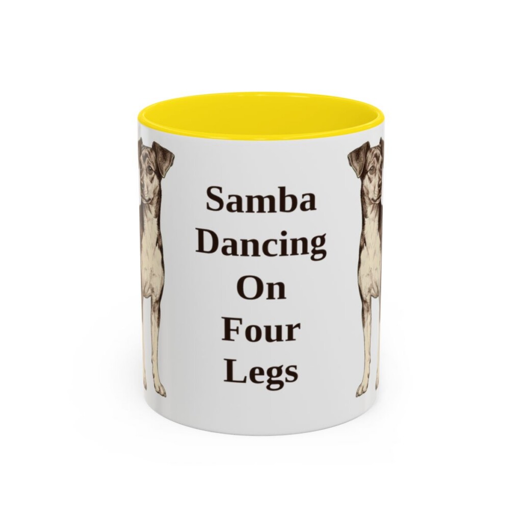 11oz Funny Brazilian Terrier Mug, Yellow, front view