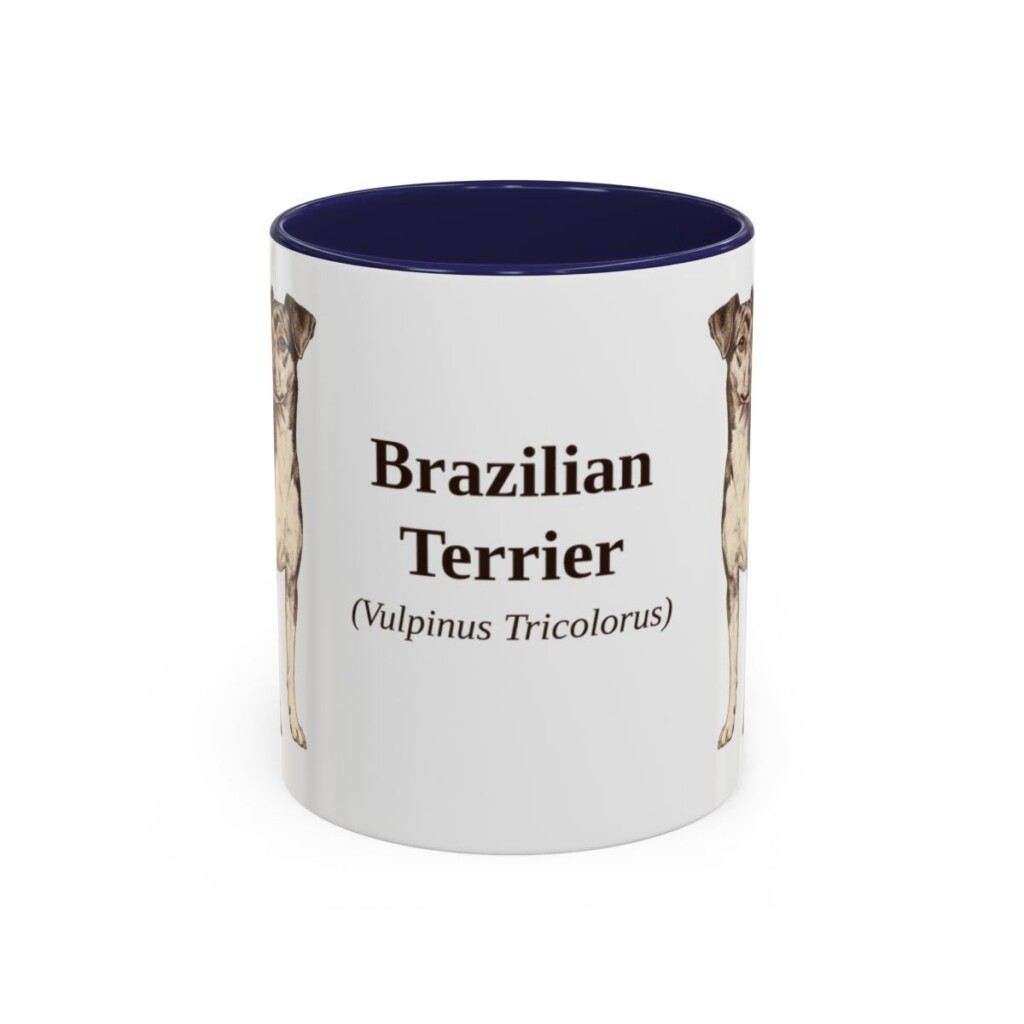 11oz Brazilian Terrier Latin Mug, Navy, front view