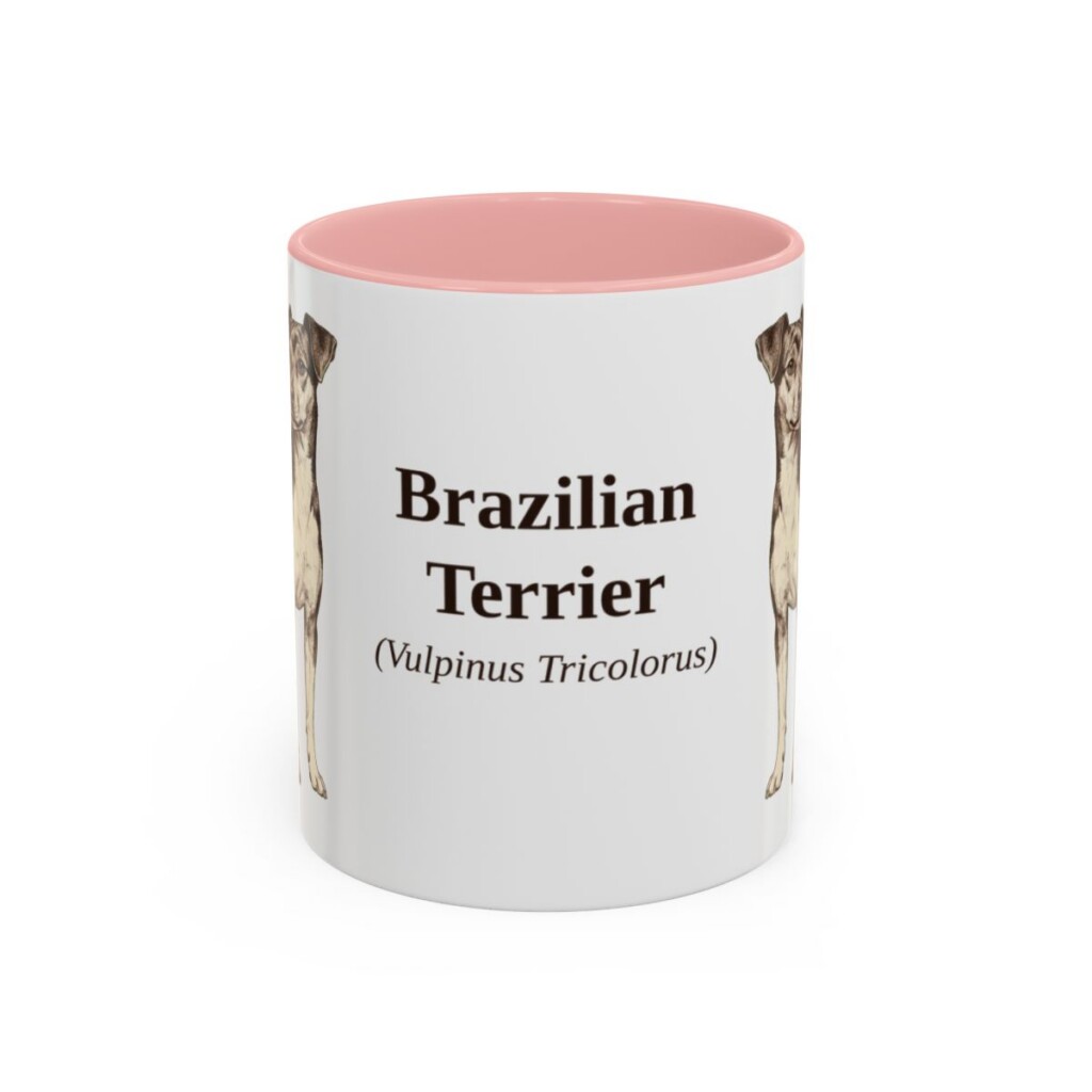 11oz Brazilian Terrier Latin Mug, Pink, front view
