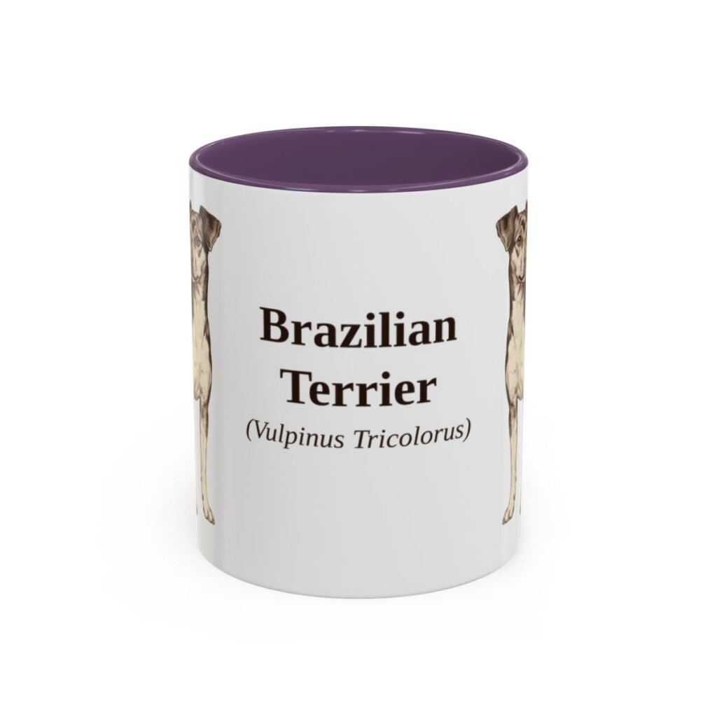 11oz Brazilian Terrier Latin Mug, Purple, front view