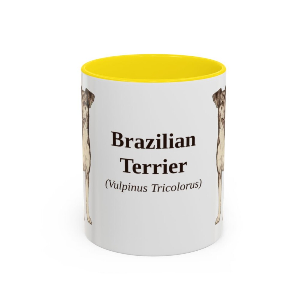 11oz Brazilian Terrier Latin Mug, Yellow, front view