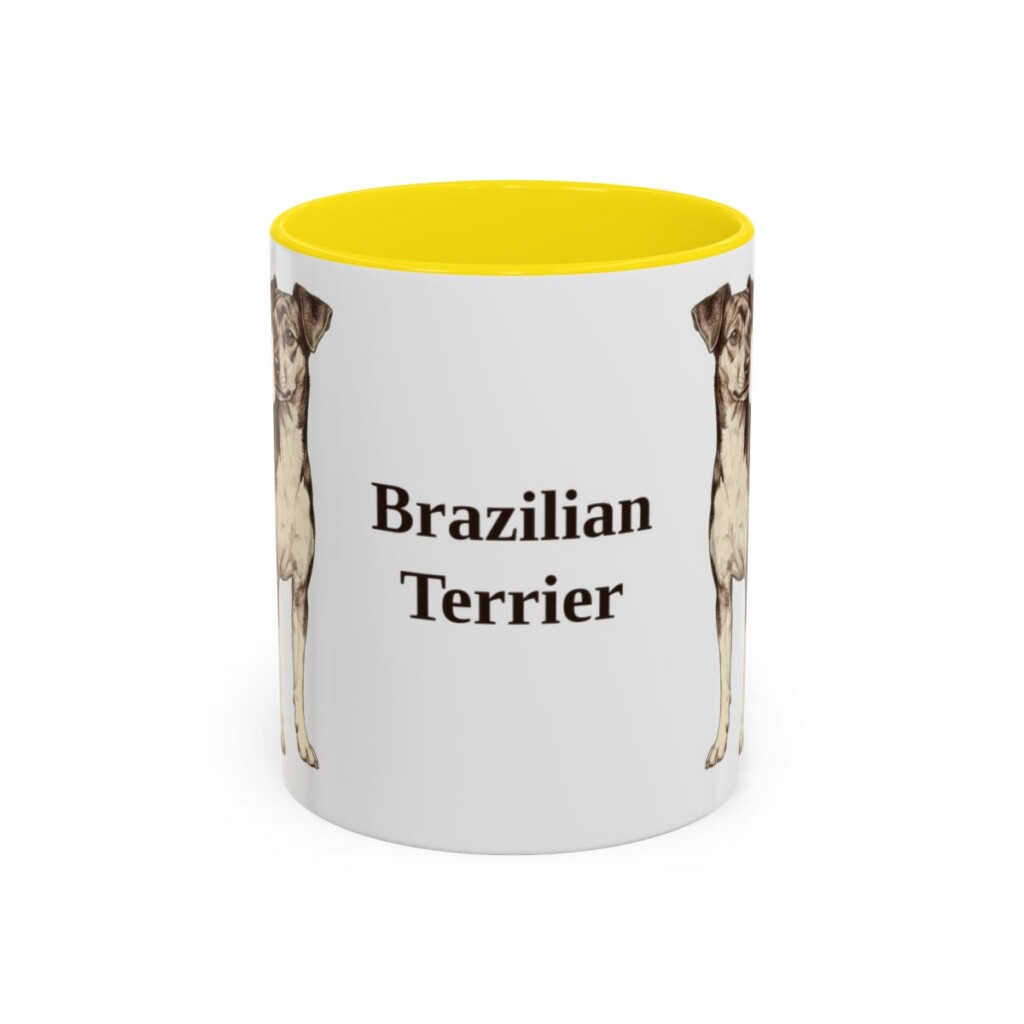 11oz-brazilian-terrier-mug-yellow 11oz Brazilian Terrier Mug, Yellow, front view