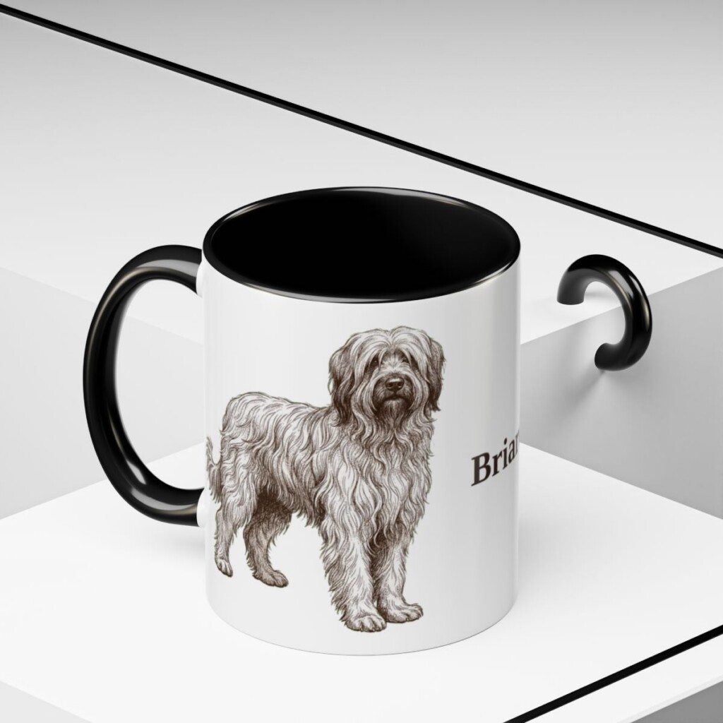 11oz Briard Mug, Black, lifestyle photo
