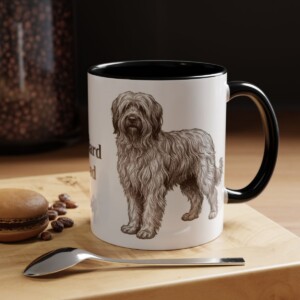 11oz Briard Dog Dad Mug, Black, lifestyle photo