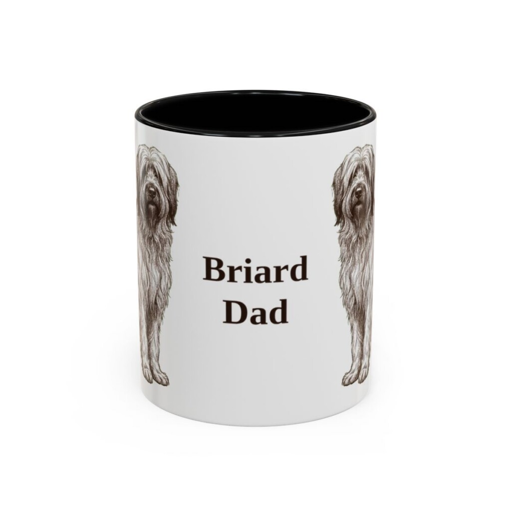 11oz Briard Dog Dad Mug, Black, front view