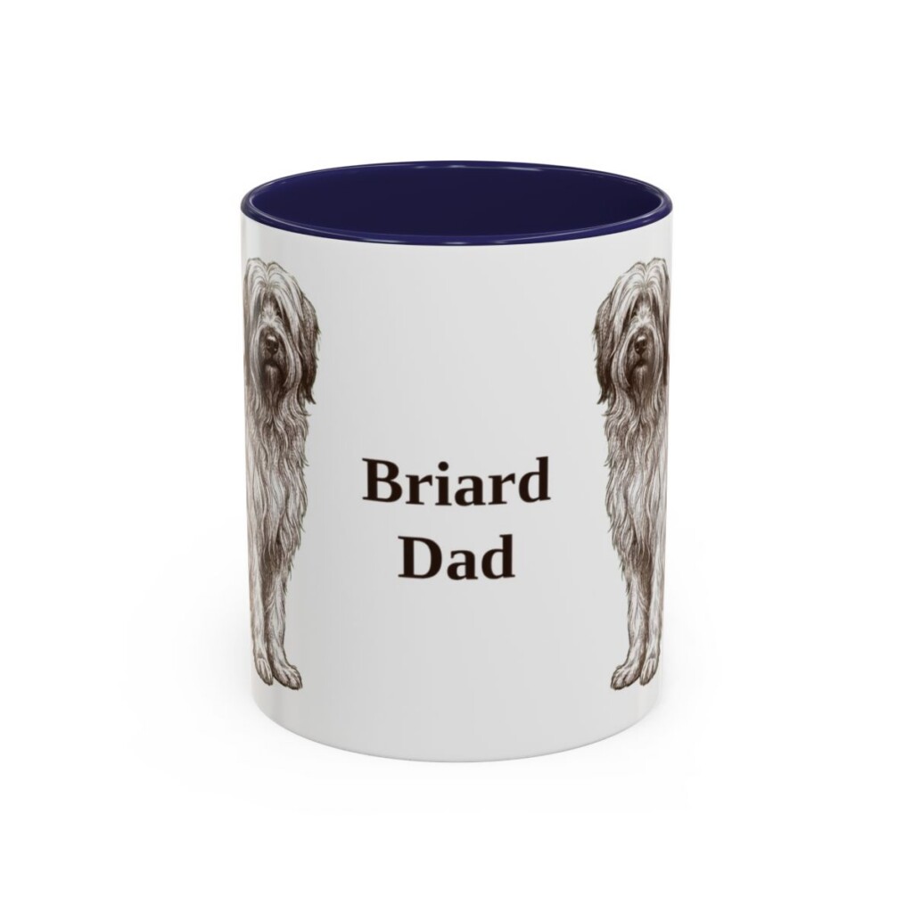 11oz Briard Dog Dad Mug, Navy, front view