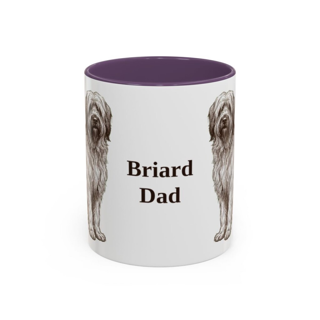 11oz Briard Dog Dad Mug, Purple, front view