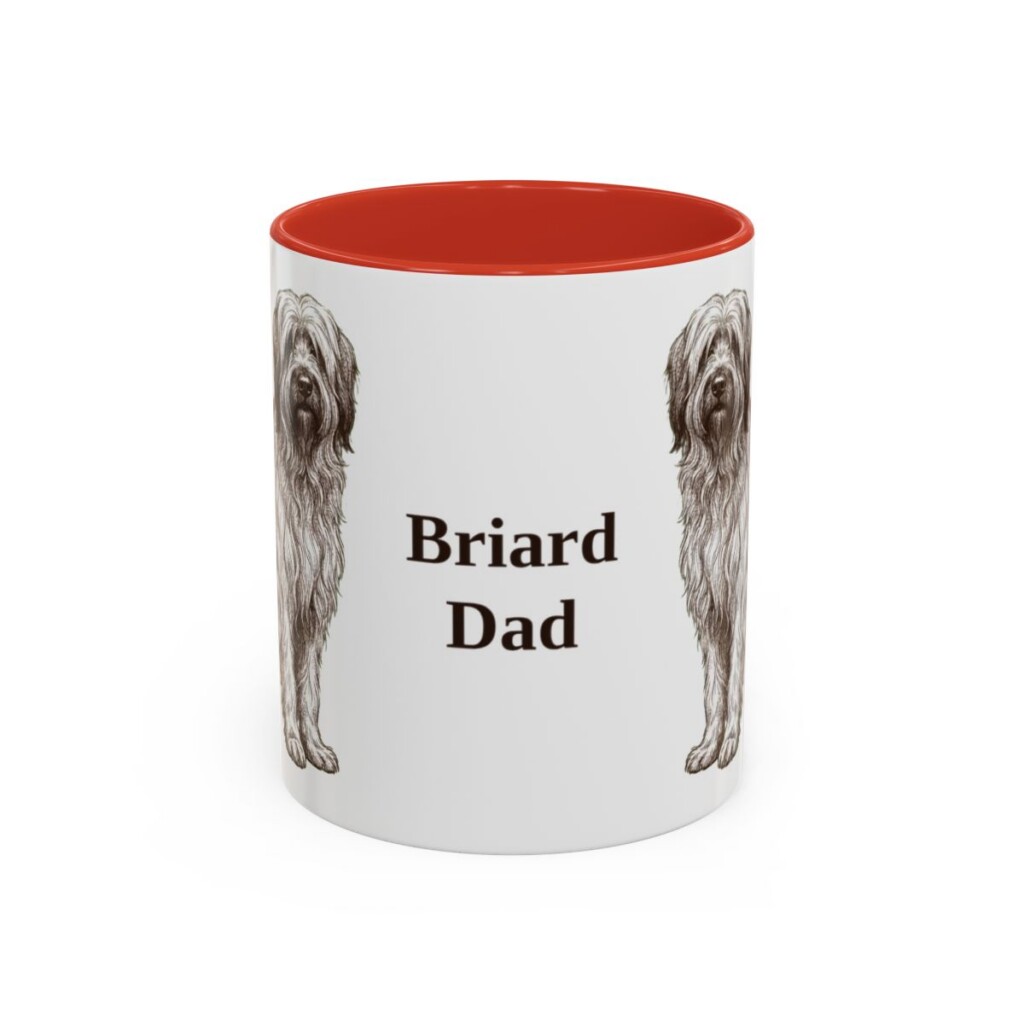 11oz Briard Dog Dad Mug, Red, front view