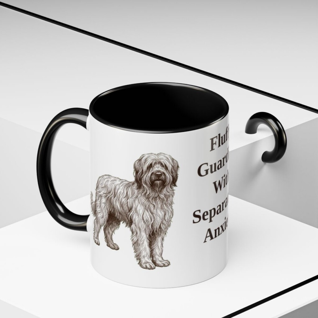 11oz Funny Briard Mug, Black, lifestyle photo