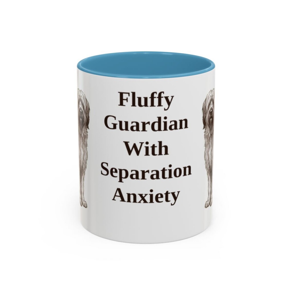11oz Funny Briard Mug, Light Blue, front view