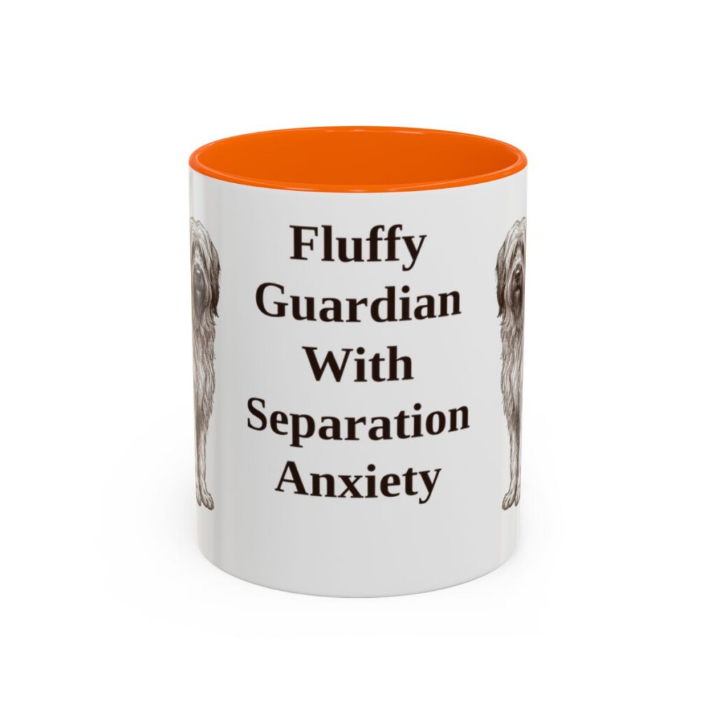 11oz Funny Briard Mug, Orange, front view