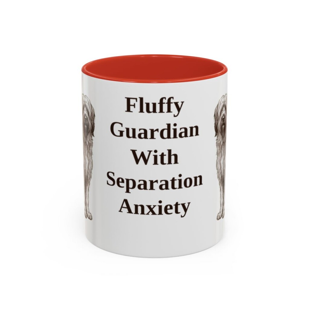 11oz Funny Briard Mug, Red, front view