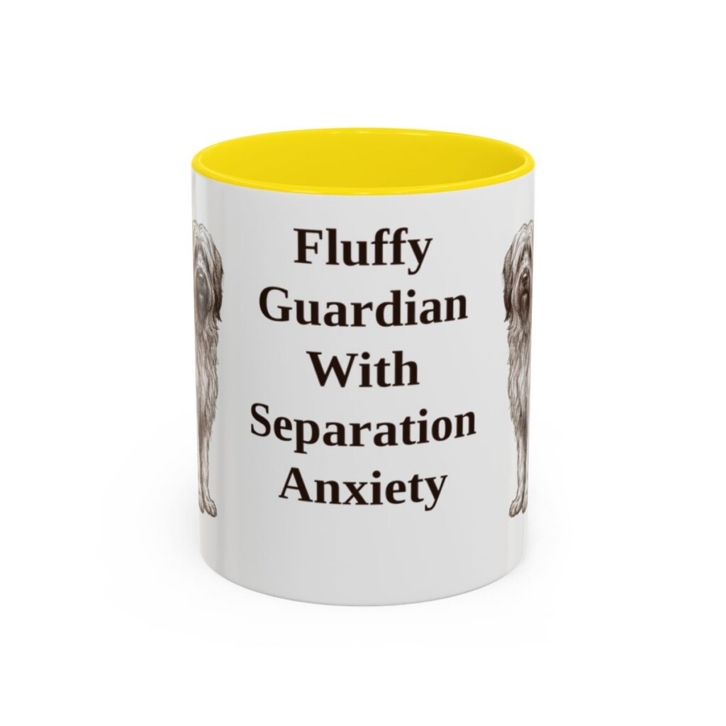 11oz Funny Briard Mug, Yellow, front view