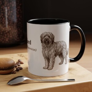 11oz Briard Latin Mug, Black, lifestyle photo