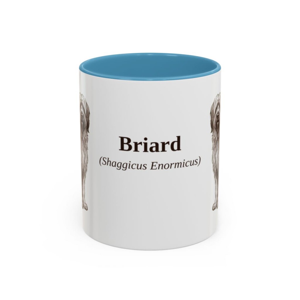 11oz Briard Latin Mug, Light Blue, front view