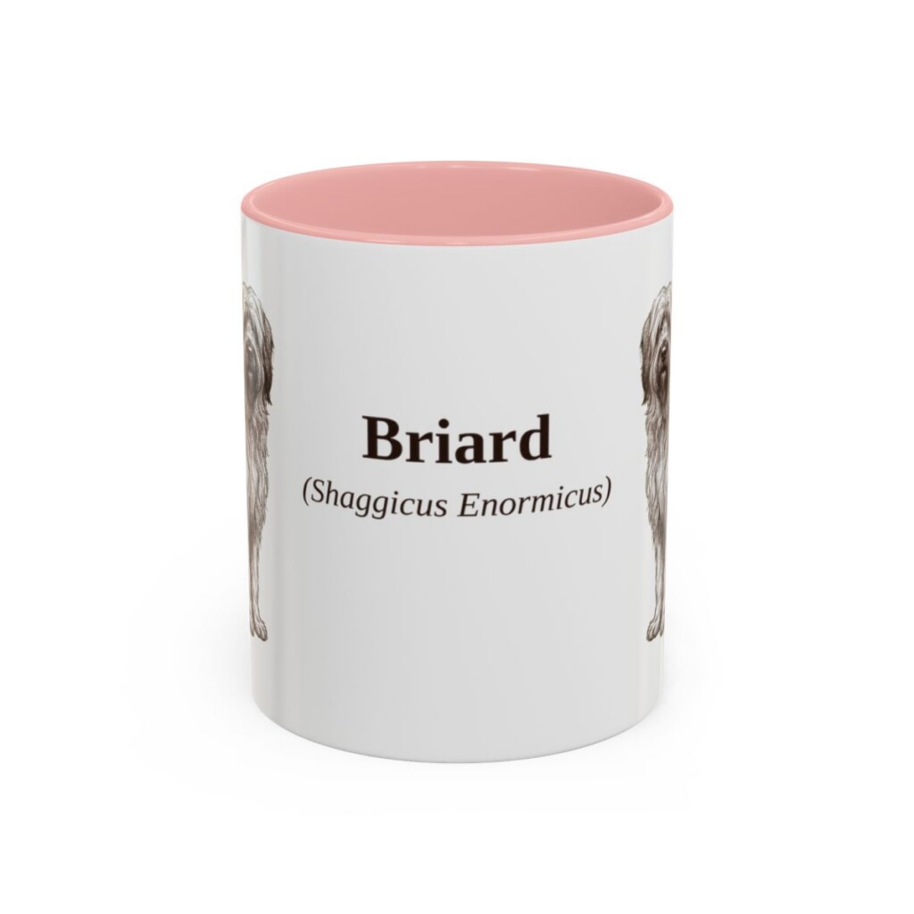 11oz Briard Latin Mug, Pink, front view