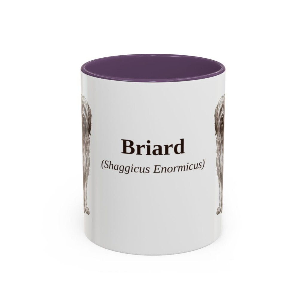 11oz Briard Latin Mug, Purple, front view