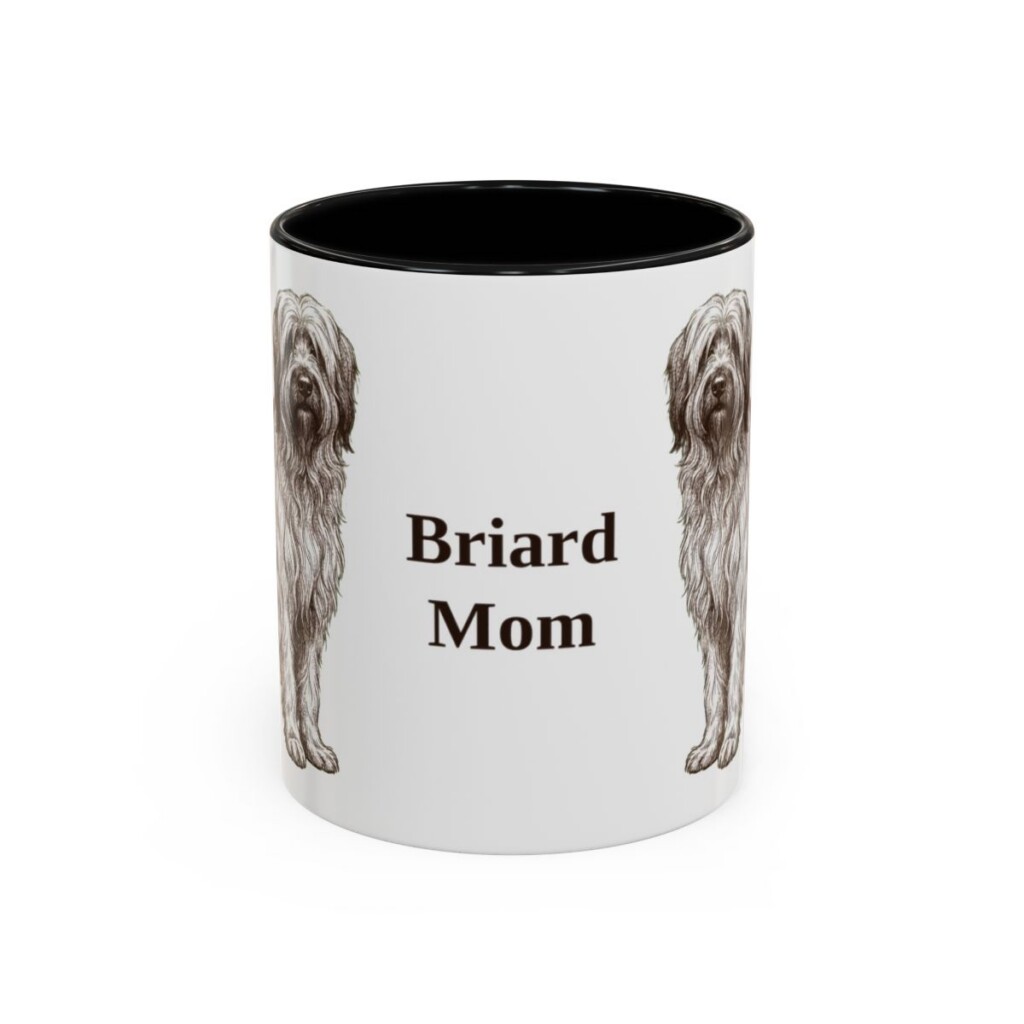 11oz Briard Dog Mom Mug, Black, front view