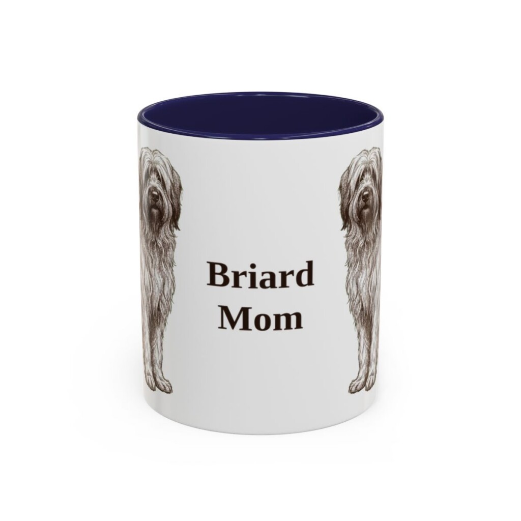 11oz Briard Dog Mom Mug, Navy, front view