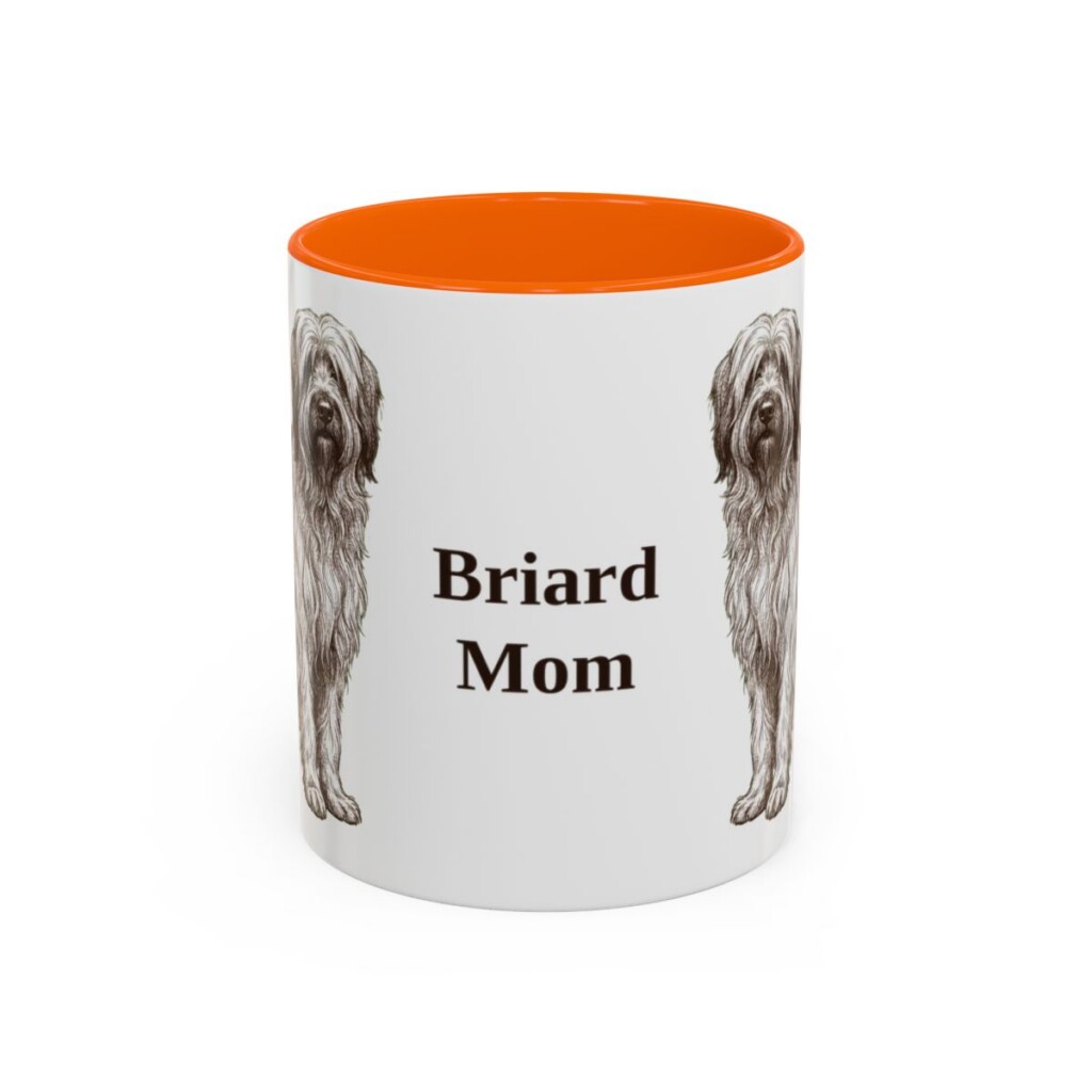 11oz Briard Dog Mom Mug, Orange, front view